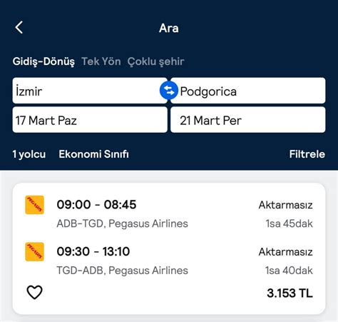 Izmir gidiş dönüş uçak bileti